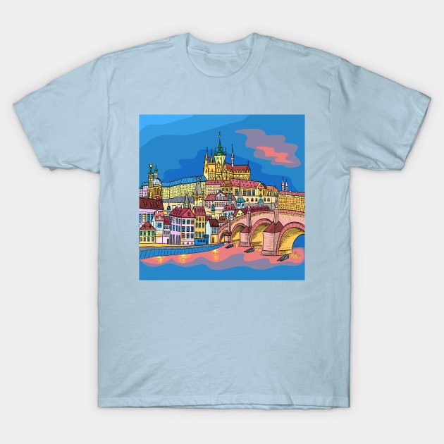 Christmas Prague landscape T-Shirt by kavalenkava